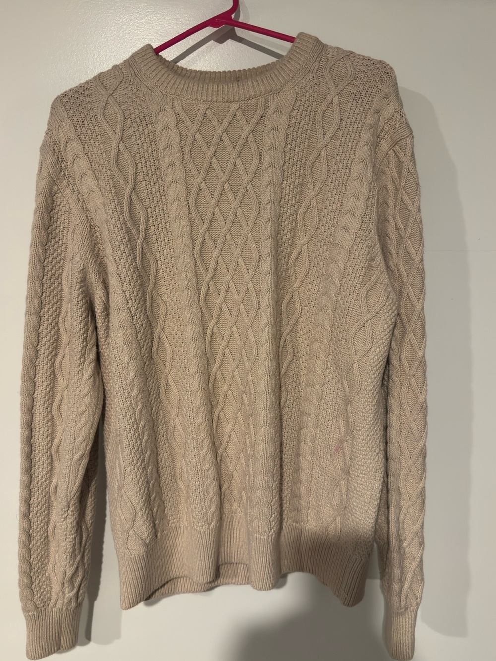 J. Crew Cream Cable Knit Crewneck Sweater